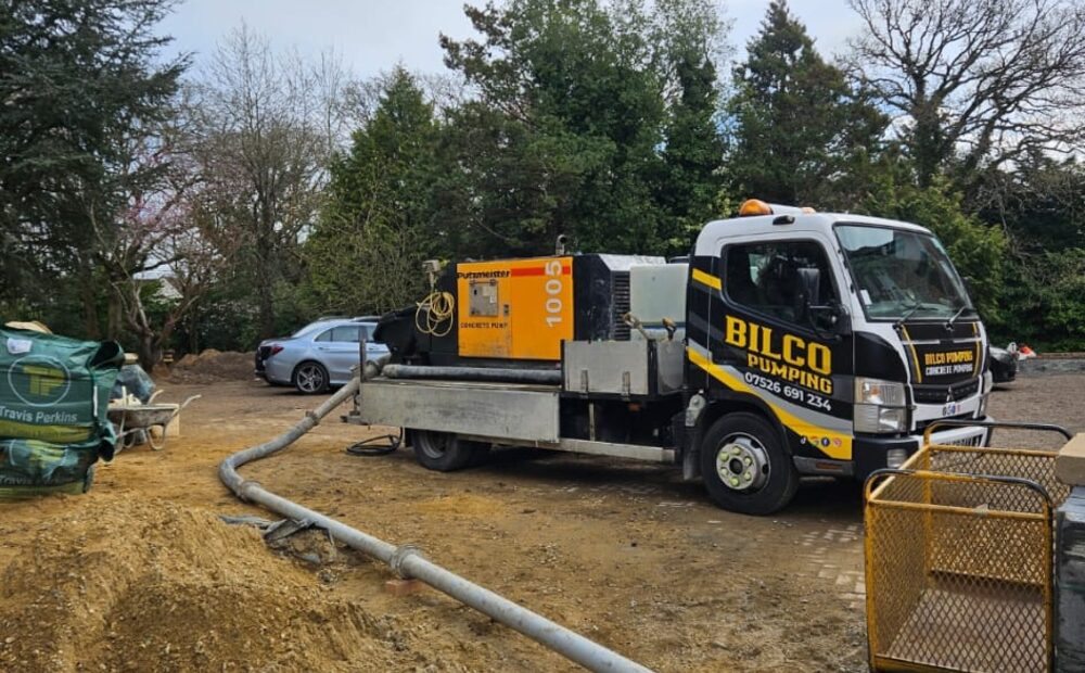 Bilco Pumping line pump trucks on site — Kent